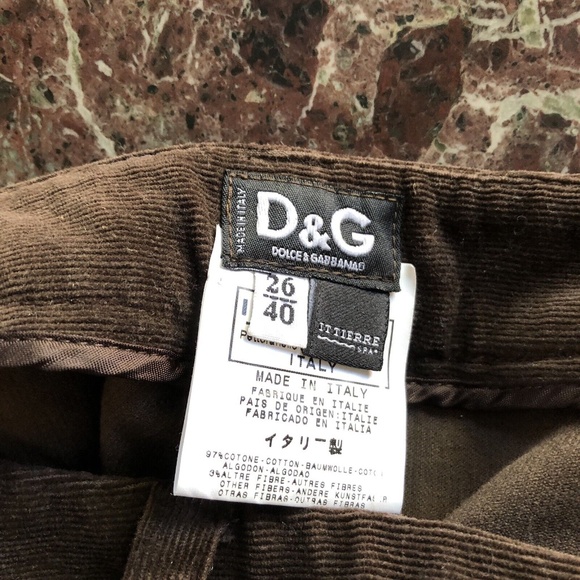 Vintage D&G DOLCE & GABBANA F/W 2002 Embroidered Cutout Corduroy Pants in Brown - Picture 9 of 9